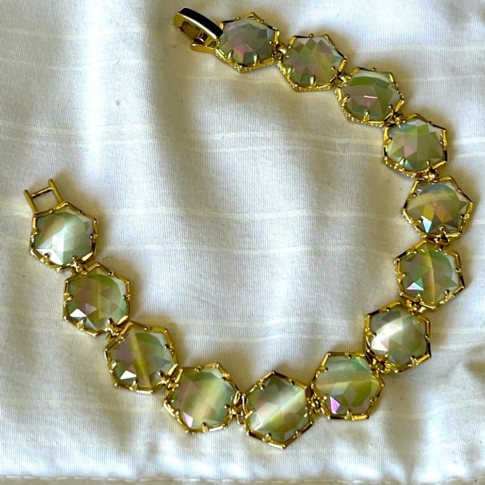 NWOT Rare & Retired Kendra Scott Grace Bracelet Iridescent & Yellow Gold GORG! - Picture 4 of 6